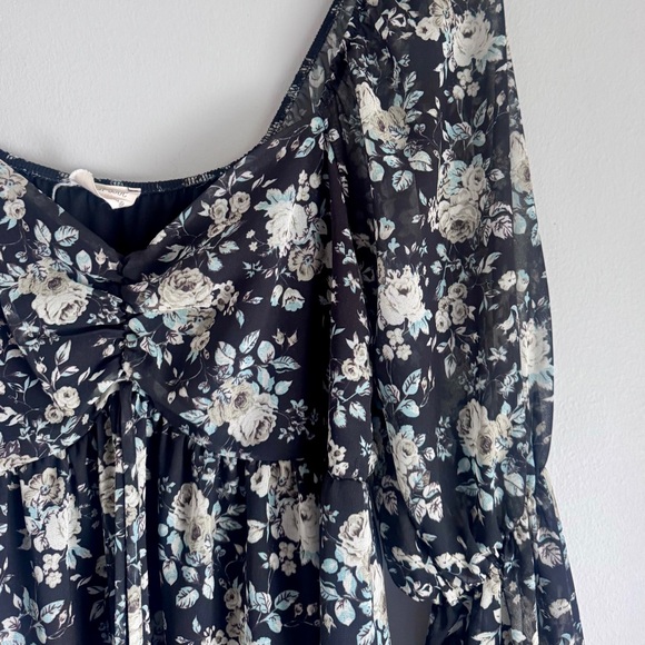 Peach Love California Boutique Long Sleeve Chiffon Floral Dress Size Medium - Picture 7 of 11